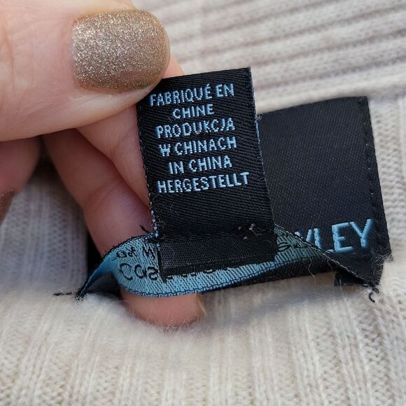 Cynthia Rowley wool cashmere open ribbed cardigan shawl color cream classic sz M - Picture 4 of 11